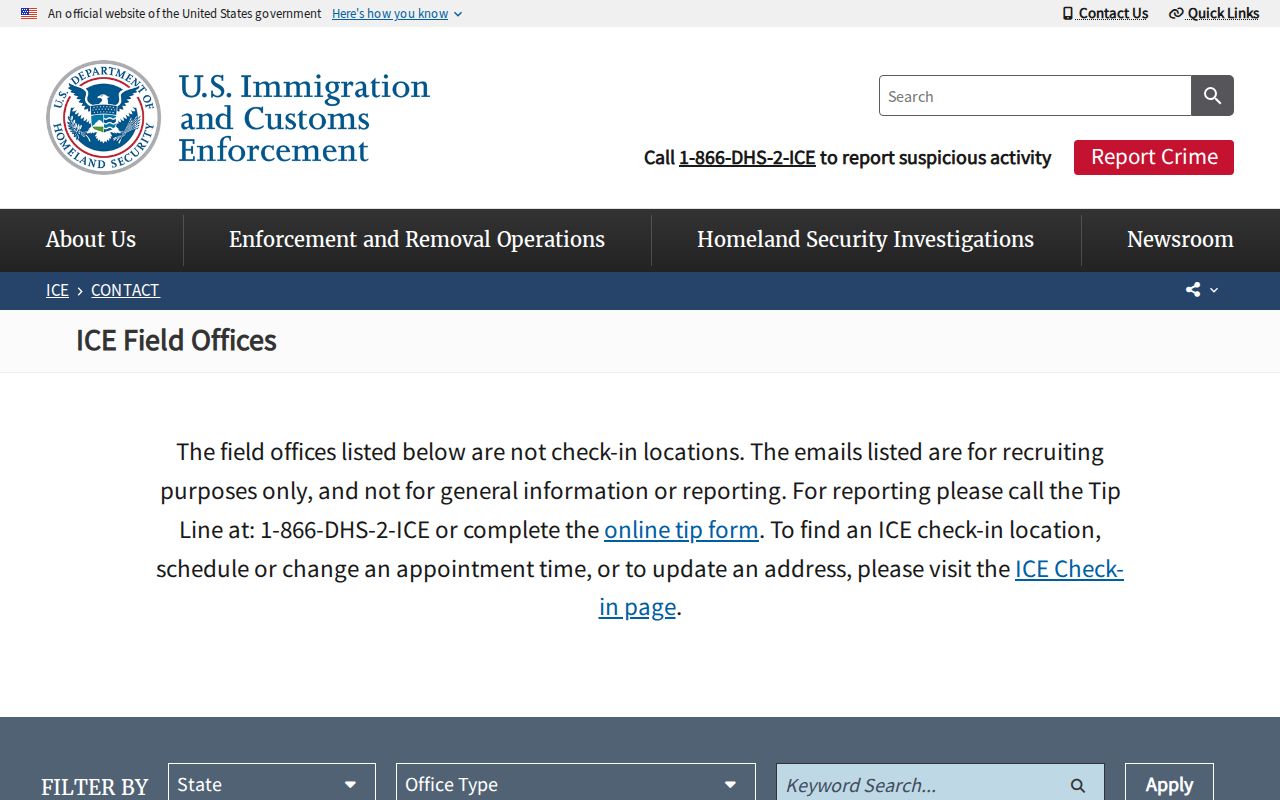 Duval County immigration custody release ICE ERO field office contacts