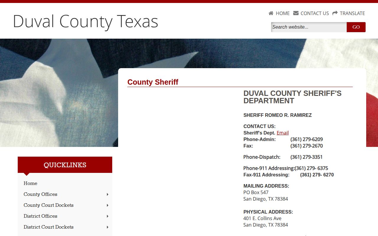 Duval County Sheriff release records contact page