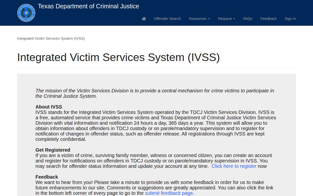 Duval County TDCJ IVSS prison and parole release notification
